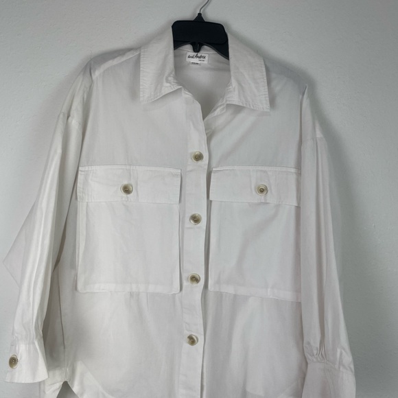 And Andrea Tops - White Button-Up Shirt 100% Cotton